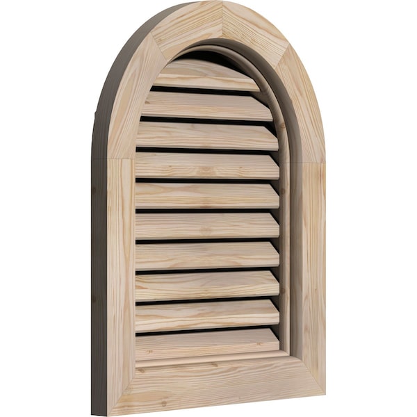 Round Top Gable Vent Unfinished, Functional, Pine Gable Vent W/ Brick Mould Face Frame, 16W X 24H